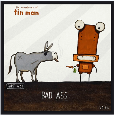 Bad Ass - Boxed Frame Print Art Print Tony Cribb Black 15.5 x 15.5cm Notecard