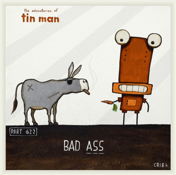 Bad Ass - Boxed Frame Print Art Print Tony Cribb Cream 15.5 x 15.5cm Notecard