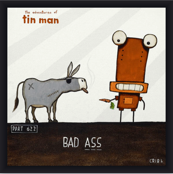 Bad Ass - 30 x 30cm Paper Print and Framed Options Art Print Tony Cribb Black Contemporary Frame With Glass