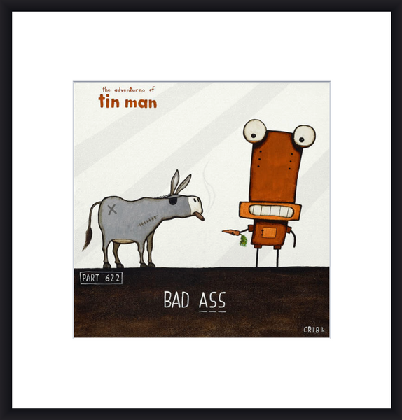 Bad Ass - 30 x 30cm Paper Print and Framed Options Art Print Tony Cribb Black Contemporary Frame With Mattboard and Glass
