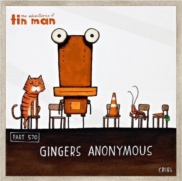 Ginger Anonymous - Boxed Frame Print Art Print Tony Cribb Metalic 15.5 x 15.5cm Notecard