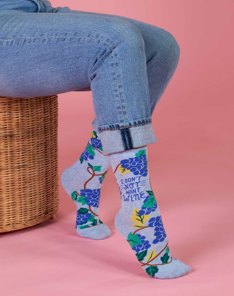 I Don't Not Want Wine Crew Socks