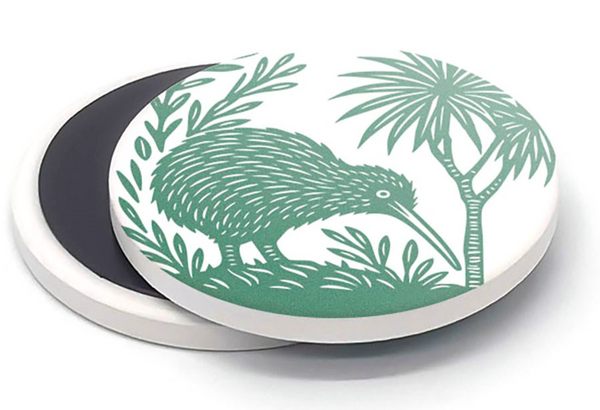 Woodcut Kiwi Ceramic Magnet