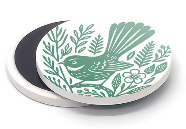 Woodcut Fantail Ceramic Magnet