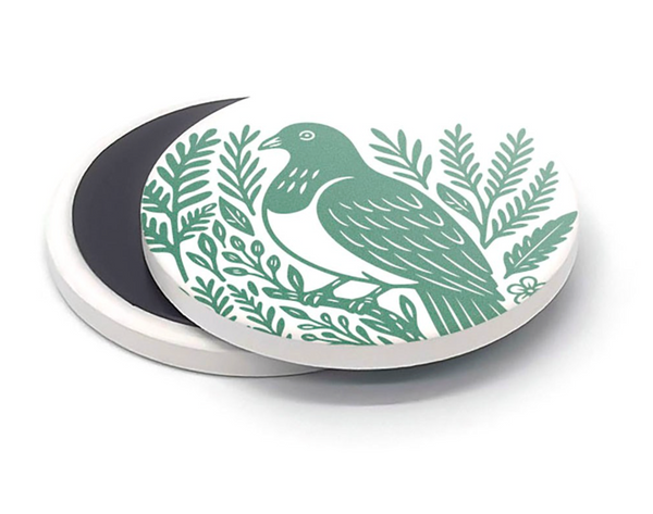 Woodcut Kereru Ceramic Magnet