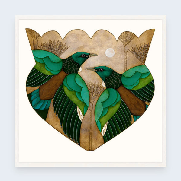 Tui And The Moon - Boxed Frame Print