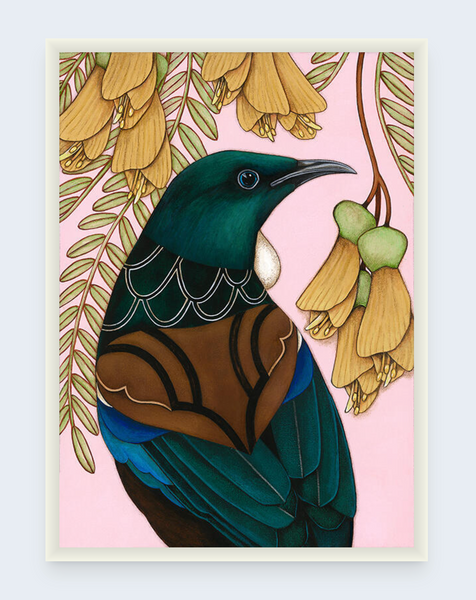 Tui And Kowhai - Boxed Frame Notecard