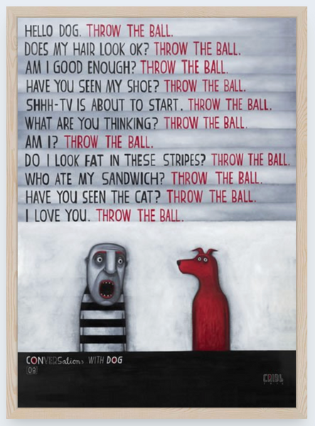 Conversation with Dog 08 by Tony Cribb - Boxed Frame Notecard