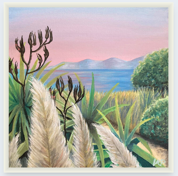 Seaview At Sunset by Vicky Peacock - Boxed Frame Notecard