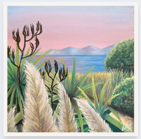 Seaview At Sunset by Vicky Peacock - Boxed Frame Notecard