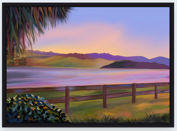 Duvauchelle Bay by Vicky Peacock - Boxed Frame Notecard