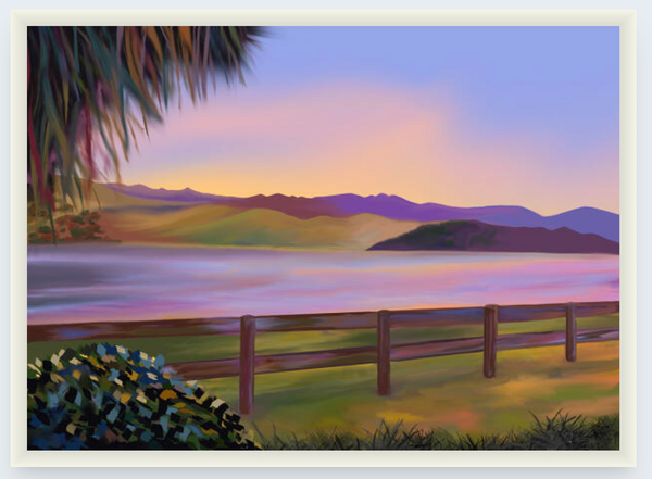 Duvauchelle Bay by Vicky Peacock - Boxed Frame Notecard