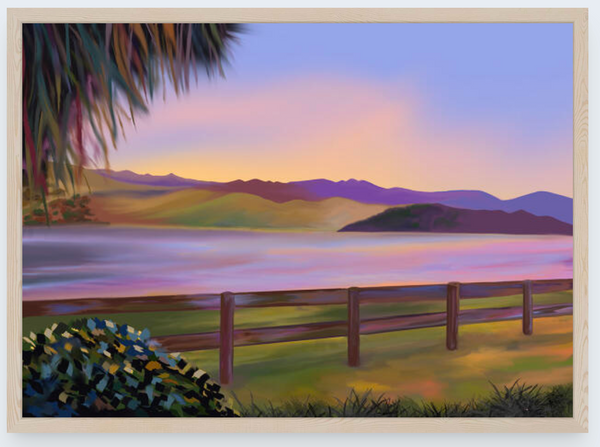 Duvauchelle Bay by Vicky Peacock - Boxed Frame Notecard