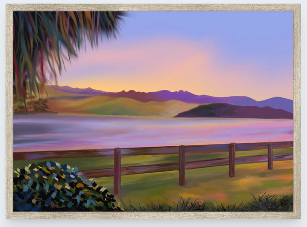 Duvauchelle Bay by Vicky Peacock - Boxed Frame Notecard