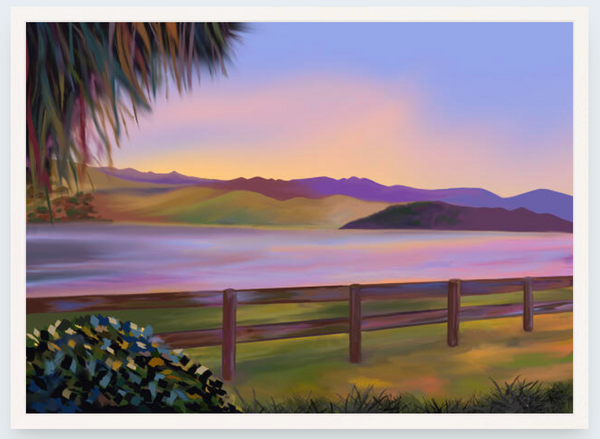 Duvauchelle Bay by Vicky Peacock - Boxed Frame Notecard