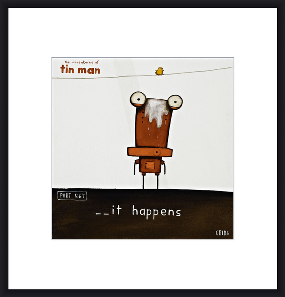 Shit Happens - 30 x 30cm Paper Print and Framed Options Art Print Tony Cribb Black Contemporary Frame With Mattboard and Glass