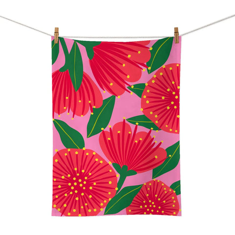 Bright Botanical Pohutukawa - Tea Towel Tea Towel 100% NZ