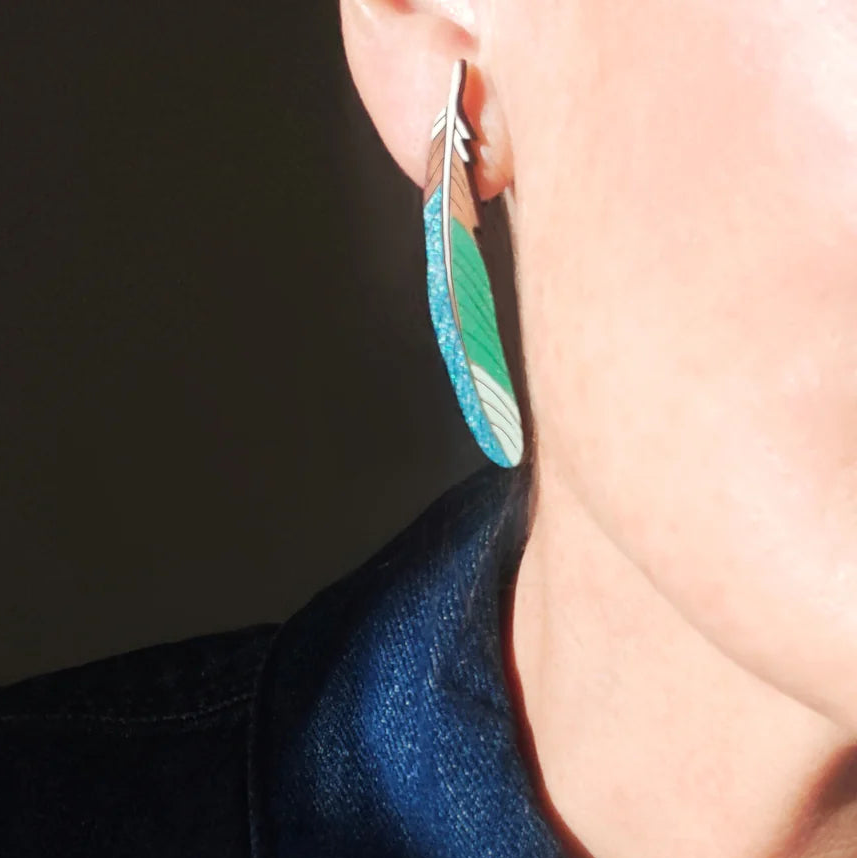 Tui Feather Rimu Earrings Earrings Natty