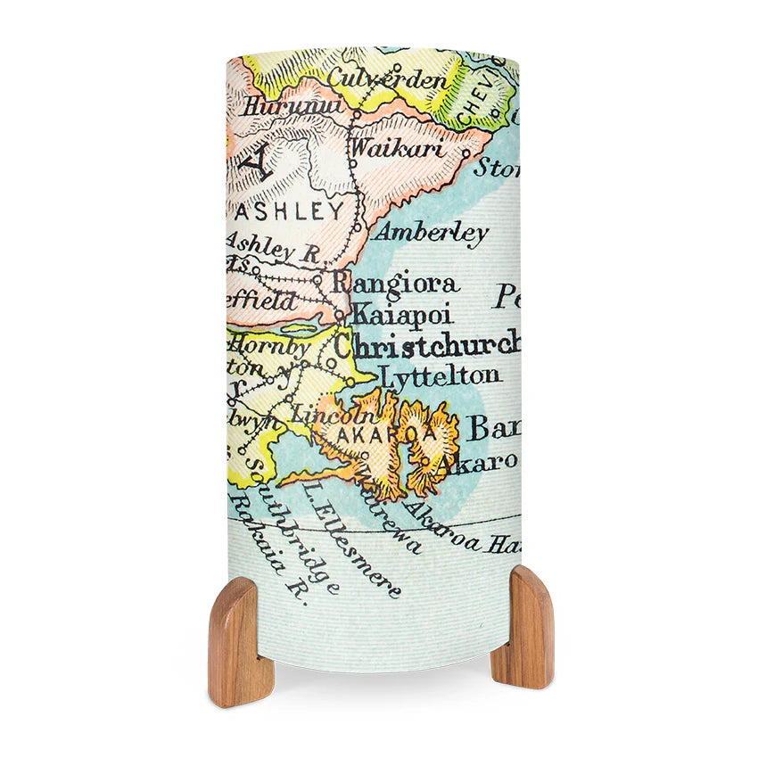 Vintage Canterbury Map Table Lamp Light 100% NZ