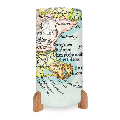 Vintage Canterbury Map Table Lamp Light 100% NZ
