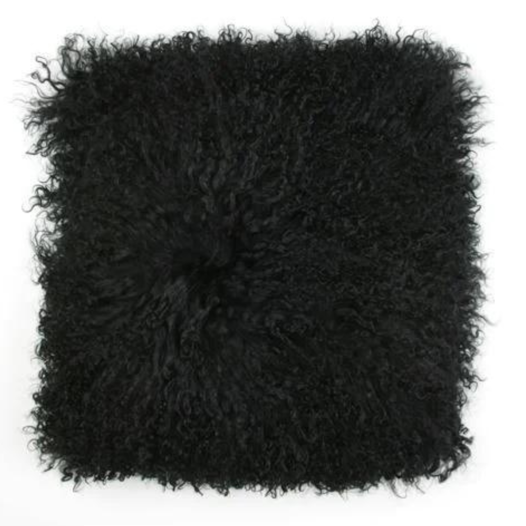 Tibetan Sheepskin Cushion - Black