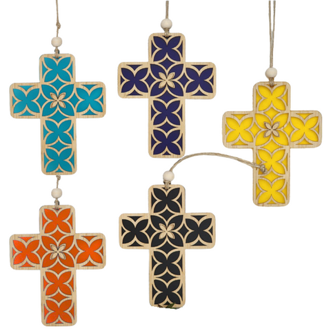 Hanging Ornament - Cross Tapa Hanging Ornament Crystal Ashley Black