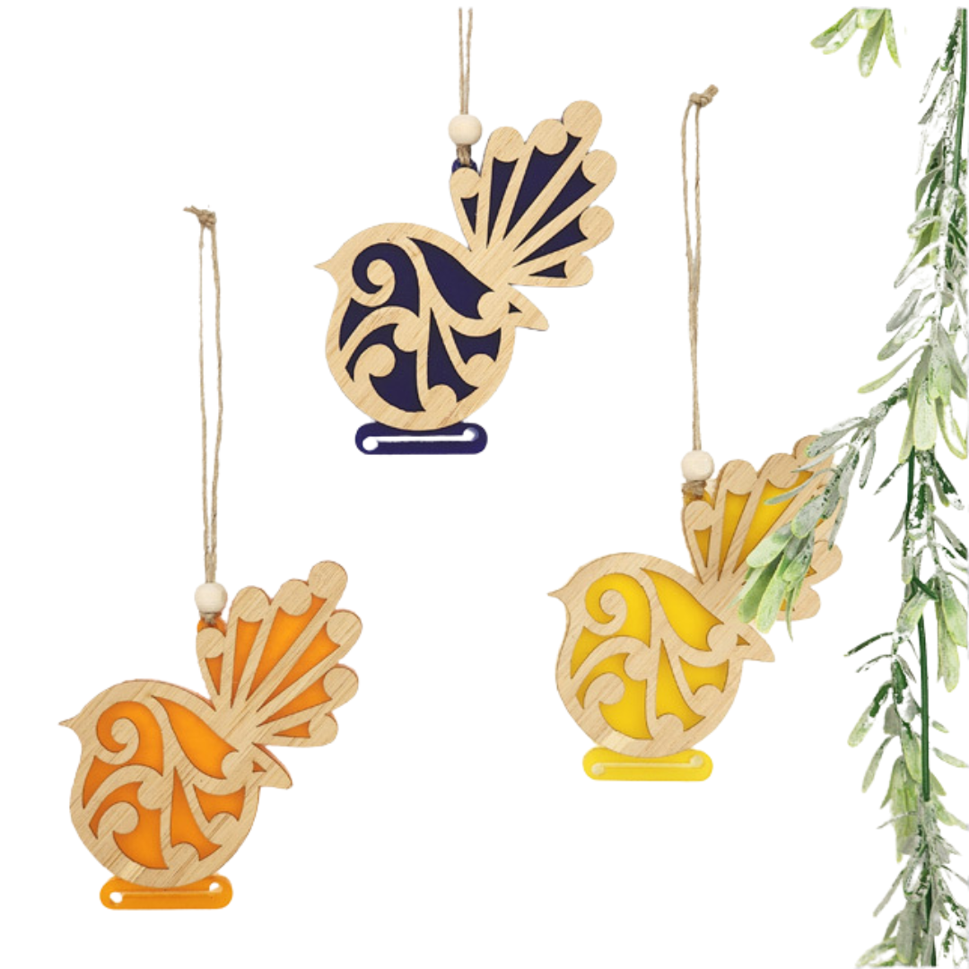 Hanging Ornament - Koru Fantail Hanging Ornament Crystal Ashley Lime