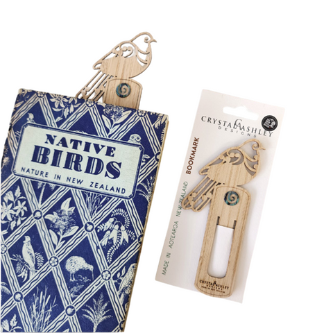 Bamboo and Paua Bookmark - Koru Kereru Bookmark Crystal Ashley