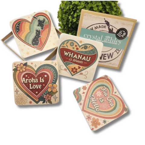 Coasters Set - Kiwiana Hearts Coasters Crystal Ashley