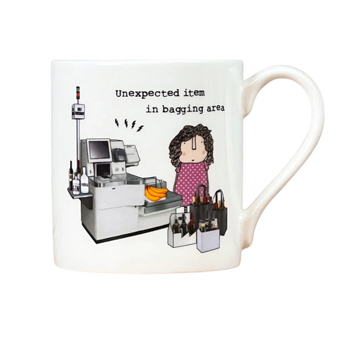 Unexpected Item In The Bagging Area Mug Mug Rosie Made A Thing