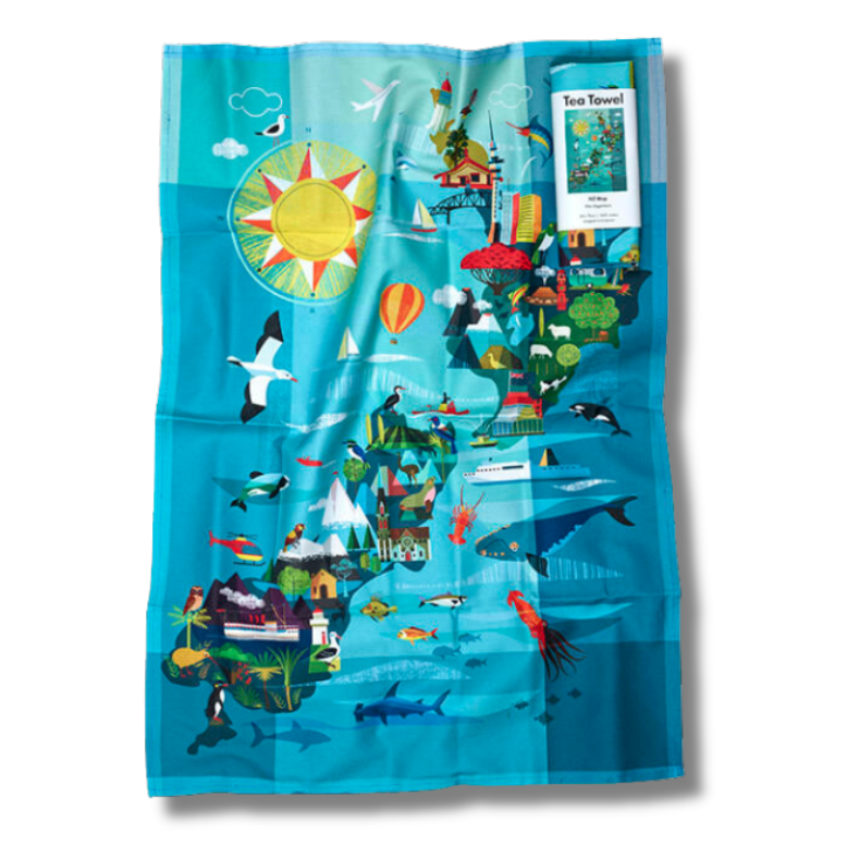 NZ Map Tea Towel