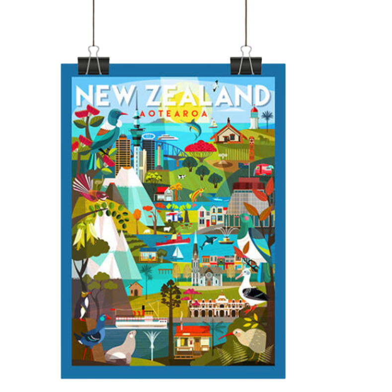 NZ Travel Destinations Tea Towel