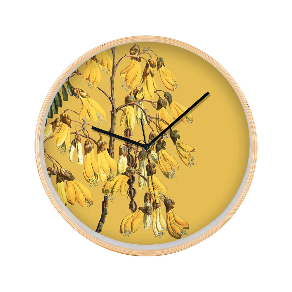Vintage Botanical Kowhai Frame Clock