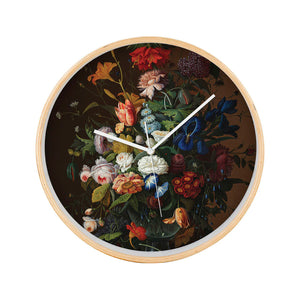 Vintage Flowers Wooden Frame Clock