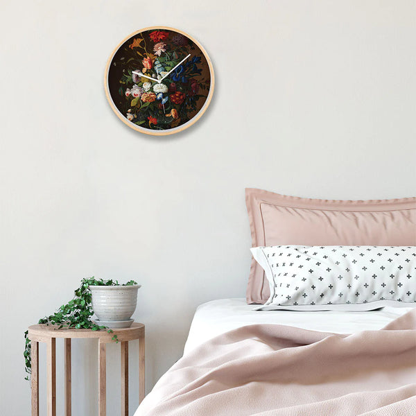 Vintage Flowers Wooden Frame Clock