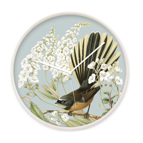 Fantail and Fiordland Parahebe Frame Clock Clock 100% NZ