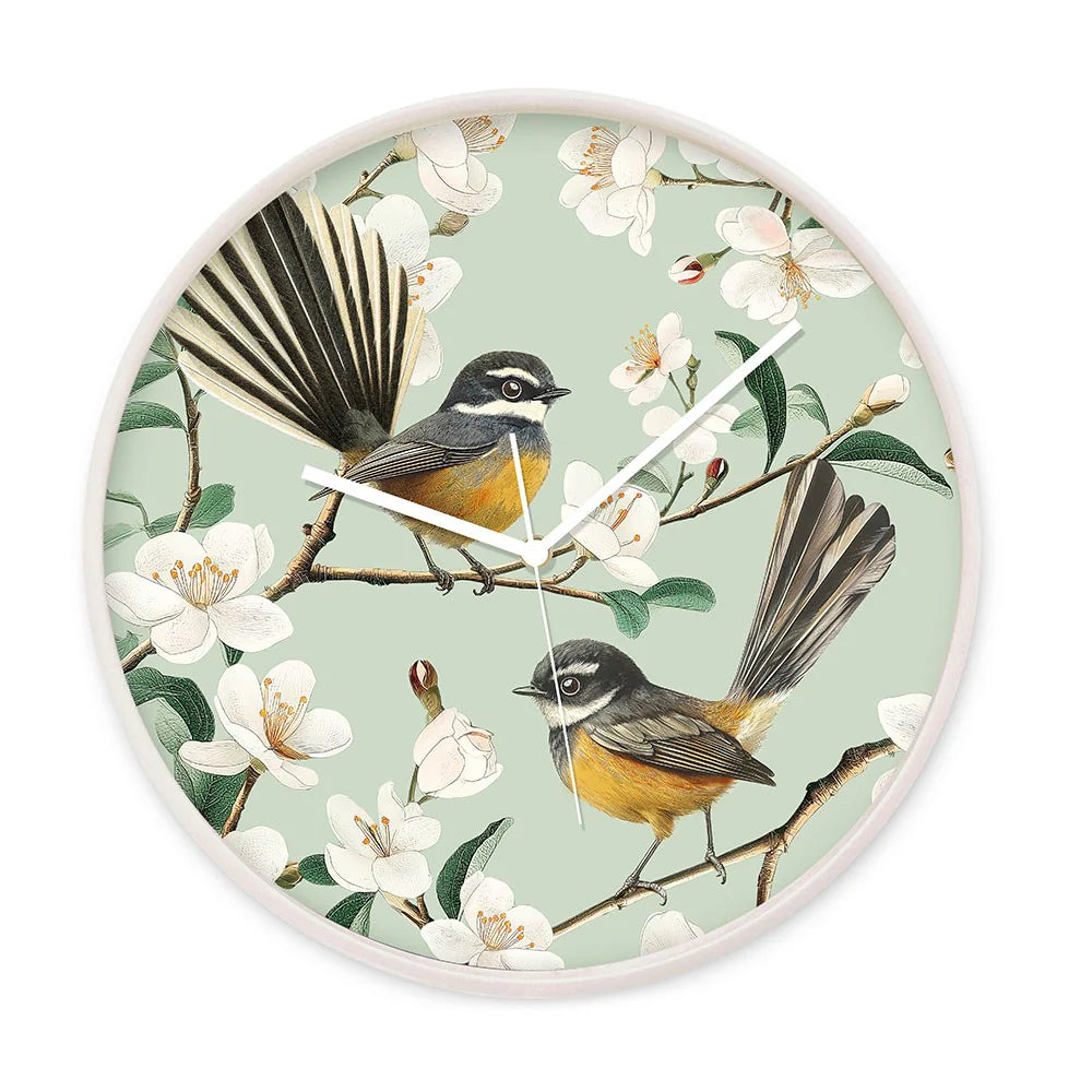 Chatty Fantail Wooden Frame Clock Clock 100% NZ