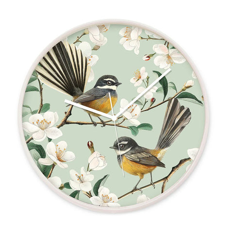 Chatty Fantail Wooden Frame Clock Clock 100% NZ