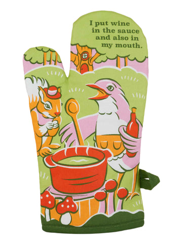 Put Wine In The Sauce Oven Mitt Oven Mitt BlueQ