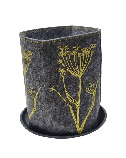 Fennel Yellow On Grey Ecofelt Grow Bag