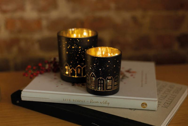 Black Tealight Vase with City Scape Figurine Rder