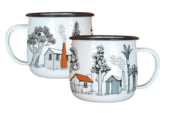 Country Huts Enamel Mug