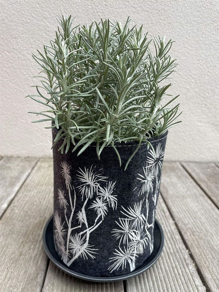 Ti Kouka White On Grey Ecofelt Grow Bag