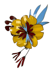 Metal Flower Corsage - Yellow Poppy