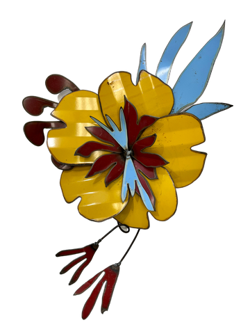Metal Flower Corsage - Yellow Poppy