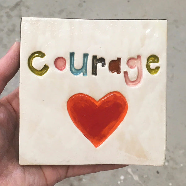 Courage Square Ceramic Tile Wall Art M Ceramics