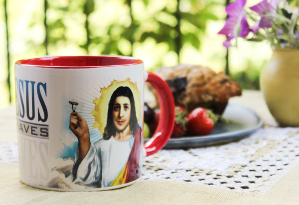 Jesus Shaves - Disappearing Mug Heat Reactive Mug The Unemployed Philosophers Guild