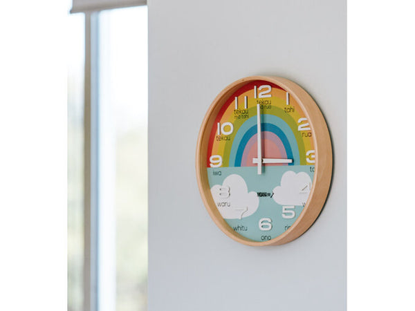 Large Te Reo Maori Clock - Rainbow Clock Moana Road