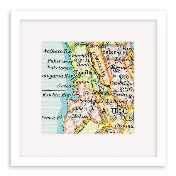 Waikato - Vintage Map Print Art Print 100% NZ Framed