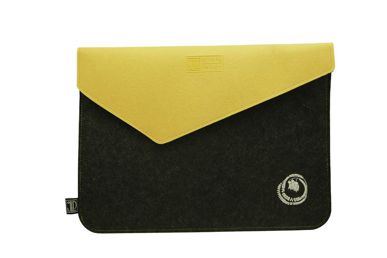 Kowhai Grey & Yellow Ecofelt Laptop Bag Bag Jo Luping